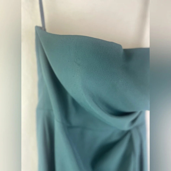 NWOT After Six Strapless Pleated Faux Wrap Trumpet Gown in Evergreen, size 2 - Picture 9 of 12